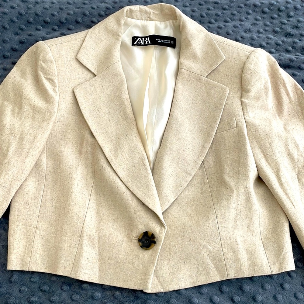 Zara cropped linen blazer, never worn.